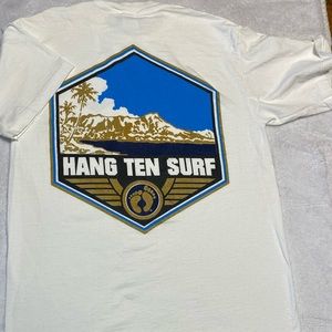 Vintage 80s Retro Hang Ten Orange Tag Surfing T-Shirt. Large